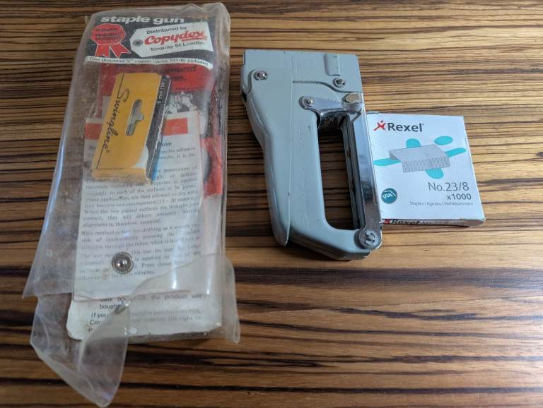 Antique Swingline easy squeeze Staple gun with staples and instructions