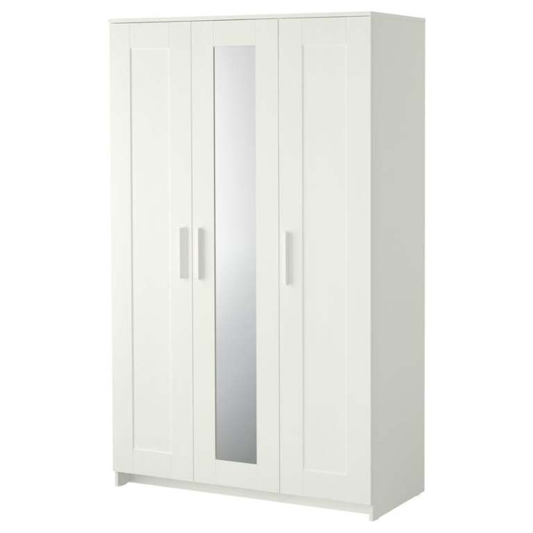 BRIMNES Wardrobe with 3 doors, white, 117x50x190 cm