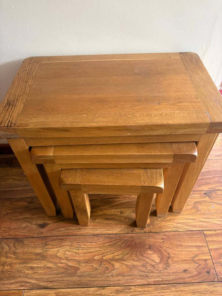 Wooden Nest of Tables – Good Condition, Solid Wood