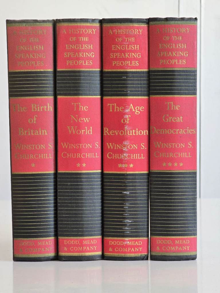 1958 Antique Churchill A History of English Speaking People Vol. I-IV Early Edition w/ Dust Hackets