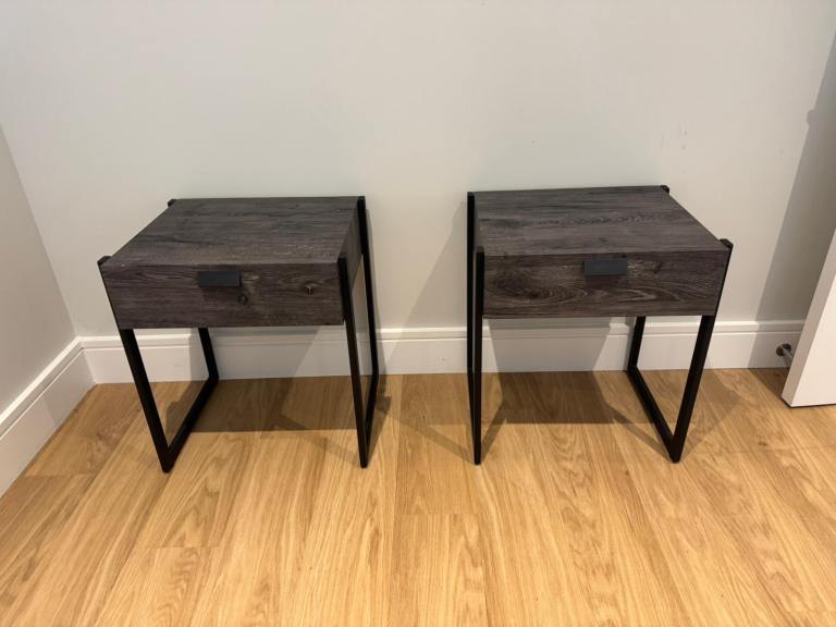 FREE DELIVERY TWO GREY BEDSIDE TABLES WITH DRAWERS GREAT CONDITION