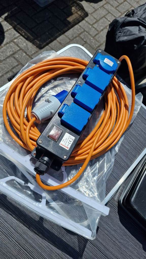 Camping electric hookup with USB ports