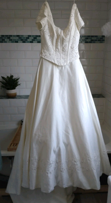 Off White Cream sequin Wedding- Proceeds to MacMillan dress size 12
