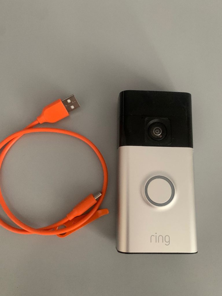 Ring Video Doorbell (Silver/Black) with Charging Cable