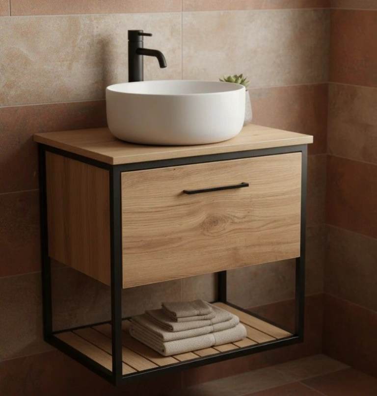 Stylish Bathroom Vanity Unit with Basin and Drawer 650mm