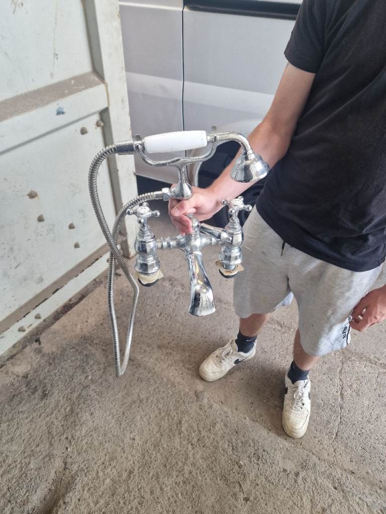 Chrome Bath Mixer Tap with Shower Head – Good Condition