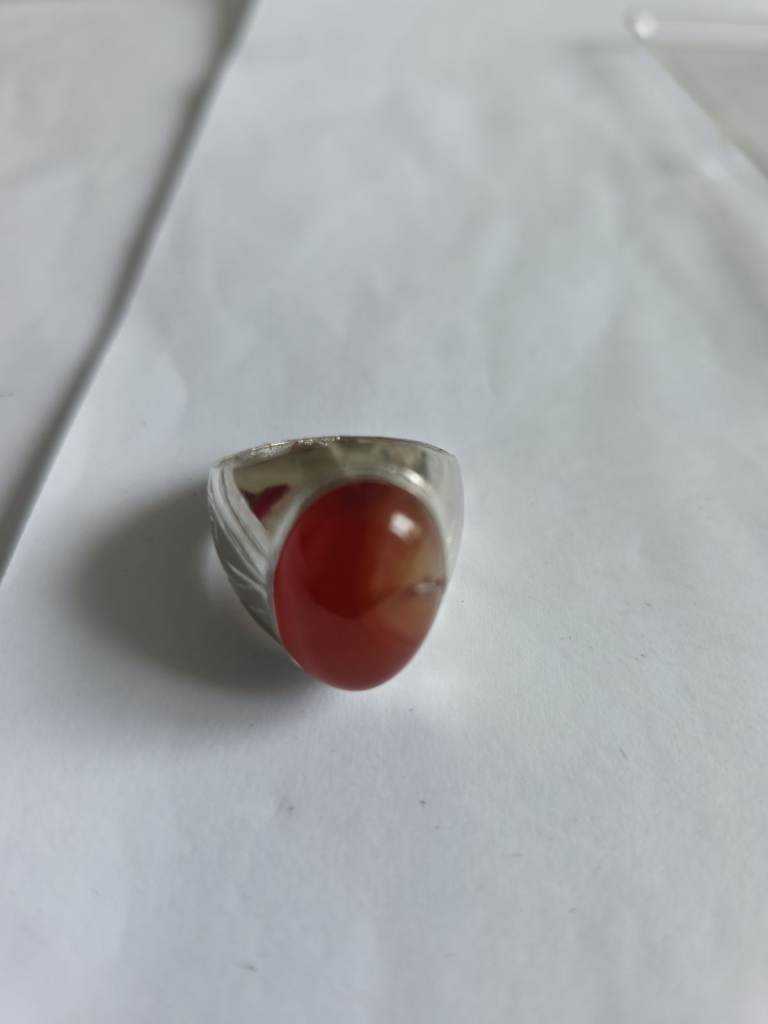Handmade natural Aqeeq gemstone ring 