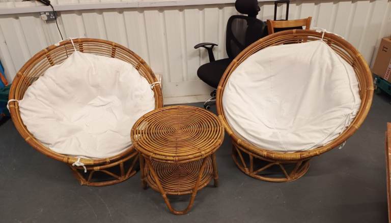 Bamboo and rattan chairs and coffee table