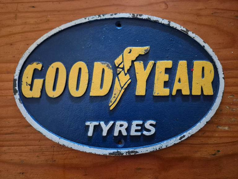 Goodyear tyres cast iron sign 