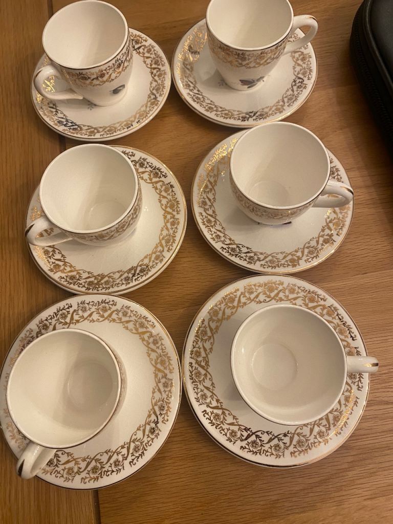 Set of vintage Staffordshire ware cups and saucers