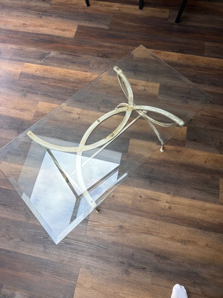 Glass Top Coffee Table with Gold Metal Base – Good Condition, £60.00 ...