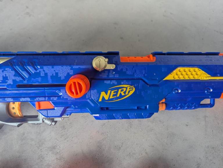 Nerf N-Strike Longstrike CS-6 Blaster Gun Riffle, Dart Magazine Clips & Bipod Stand