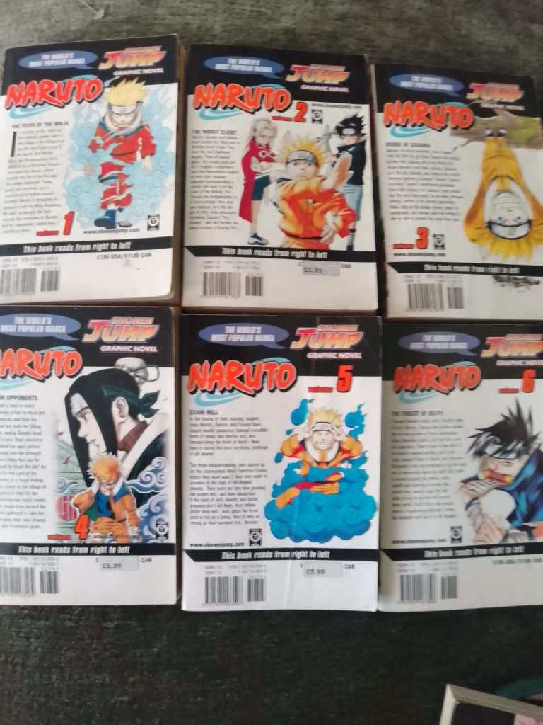 Naruto Manga Volumes 1, 2, 3, 4, 5, 6 – Good Condition