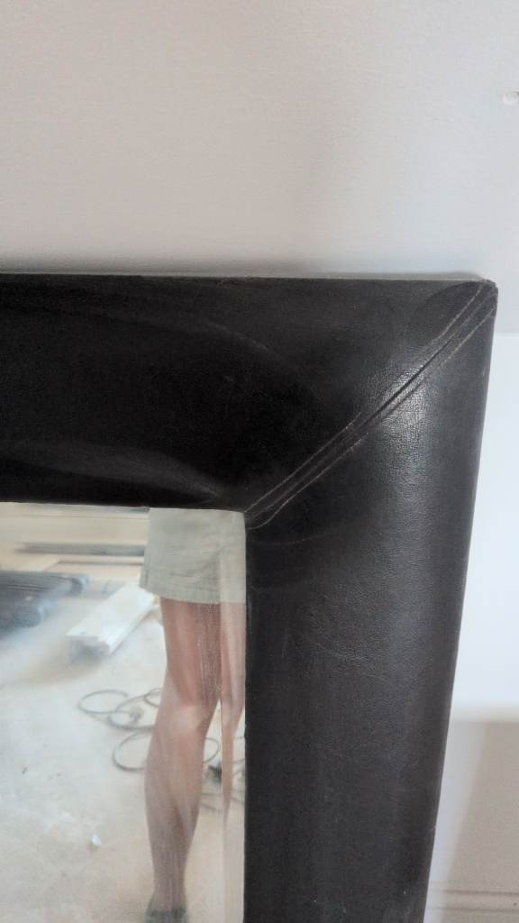 Leather edged mirror - 105 x 80cm