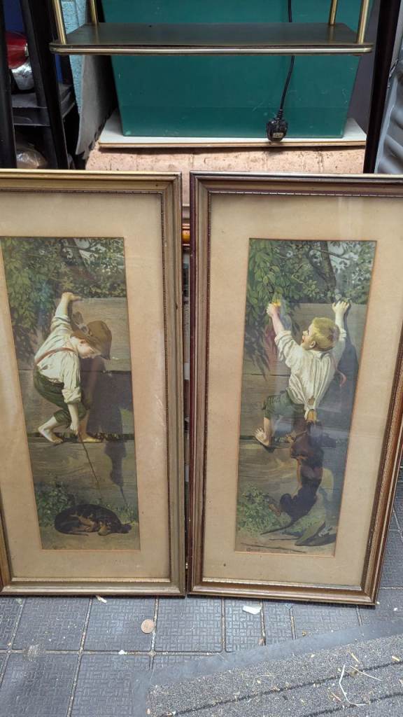Pair of Vintage Framed Prints - 'Little Boy Blue' and 'Boy with Dog'