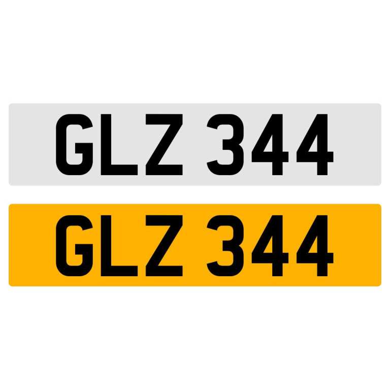 GLZ 344 NUMBER PLATE REGISTRATION NUMBERPLATE CHERISHED DATELESS