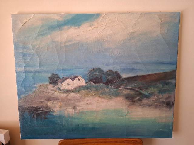 【P30号】good blue(call) 油絵 oil painting Coastal Scene Oil Painting – Multicoloured, Good Condition, £25.00