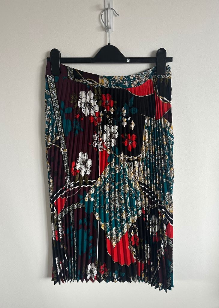 Lovely Monsoon floral bright pleated patterned midi skirt size 12