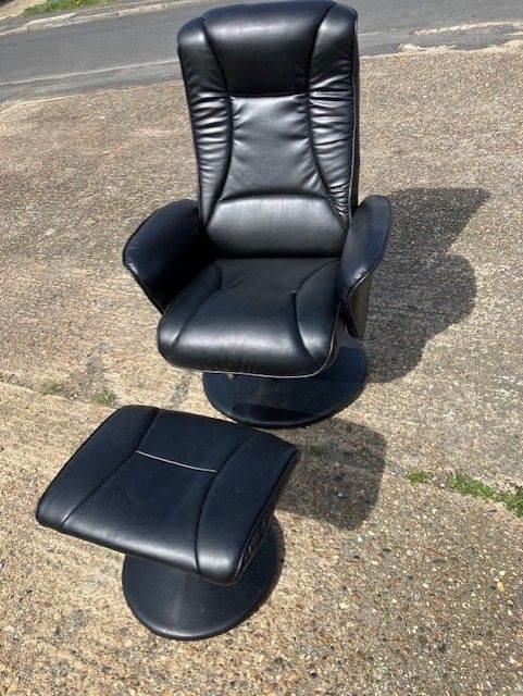 Easy chair and pouffe