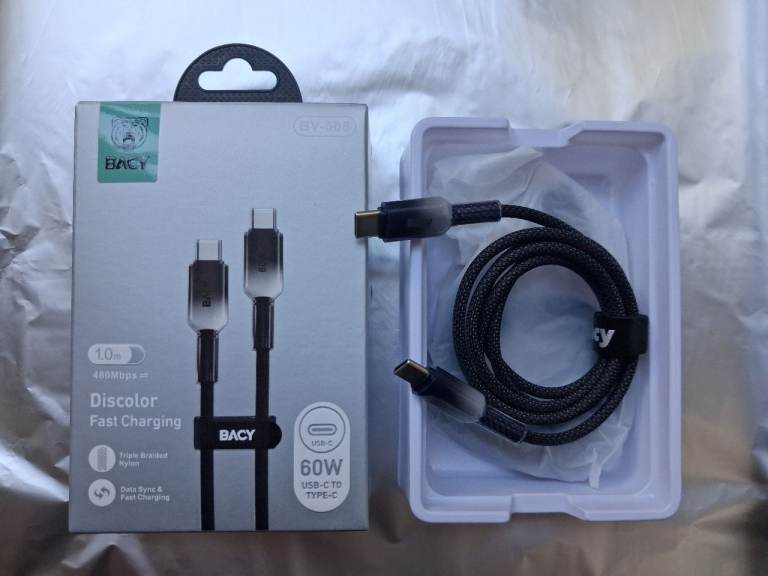 USB-C to USB-C 60W Fast Charging Cable 1m – New Boxed