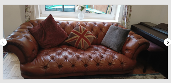 3 Seater Leather Chesterfield Sofa with Three Cushions 