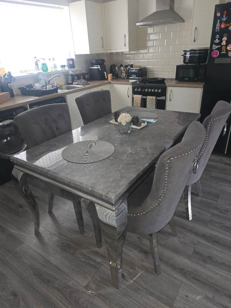 Marble dining table &chairs 