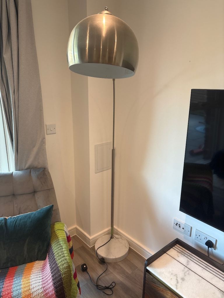 Silver & White Marble Floor Lamp –Good Condition