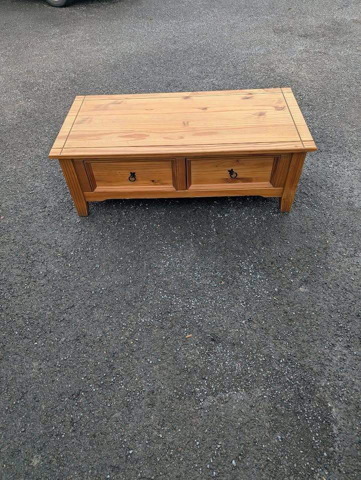 Mexican Pine Coffee Table With 2 Drawers Rustic Solid Wood Living Room Table