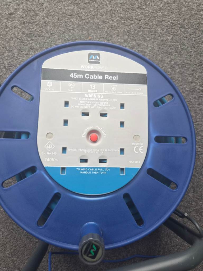Masterplug 45m Cable Reel with 4 Sockets – Good Condition