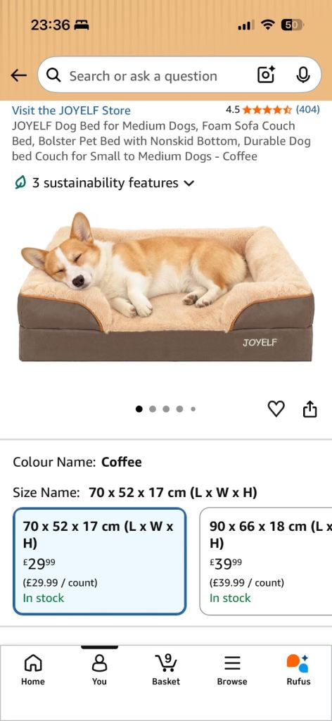 Dog bed—almost new, good for spine 