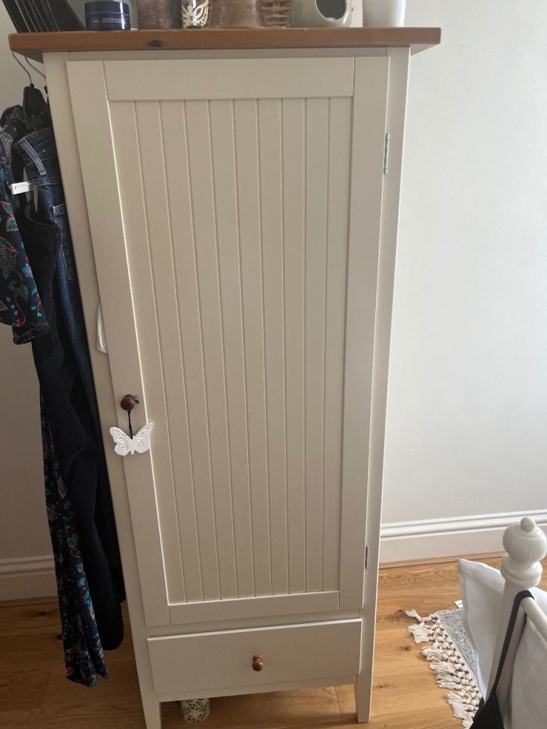 WANTED Cream Wardrobe with Wooden Top and Drawer – Good Condition