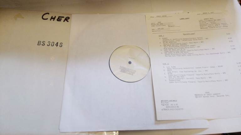 CHER CHERISHED TEST PRESSING WITH SHEET WHITE LABEL MINT 1977 VINYL ALBUM