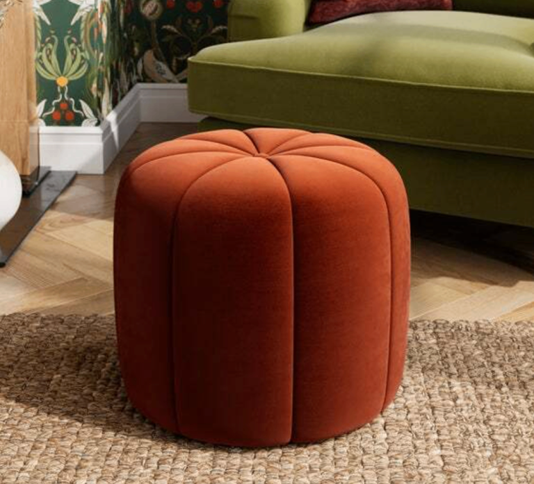Pumpkin Velvet Footstool