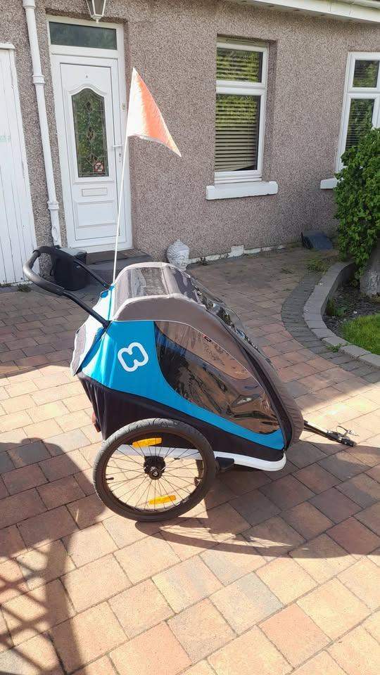 Hamax Traveller Twin Child Bike Trailer – Blue/Grey (Read Description)