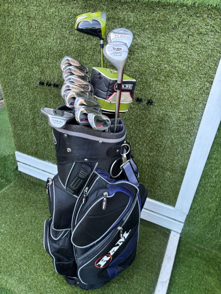 Full Golf Set: Maxfli Undercut Cavity Irons (3–SW) + Callaway Big Bertha 3 Wood + Driver + Cart Bag