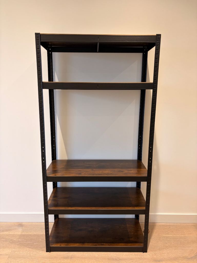 Black Metal and Wood Effect Shelving Unit – As Good As New