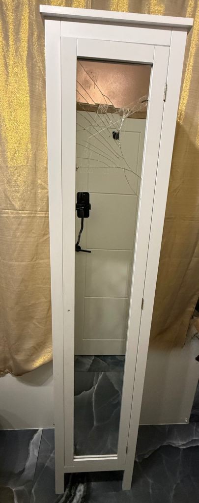 White tall boy cabinet 