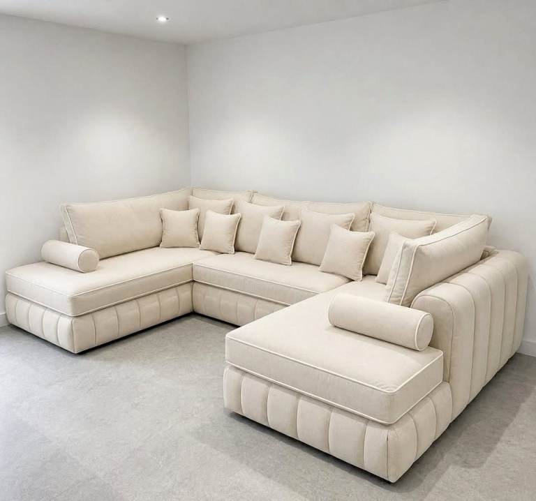 Limited Offer! 🔥 Brand New Lilly U-shape sofa | Full Back | Cream Velvet Limited Offer!  Order Now 