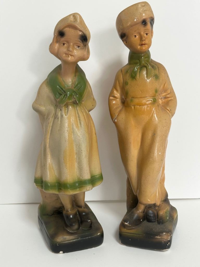 Two lovely chalkware figures circa 1930’s 13” tall