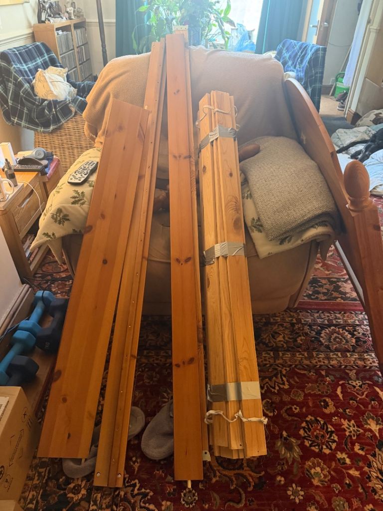 Pine double bed frame  LAST CALL BEFORE IT GOES TO DUMP 