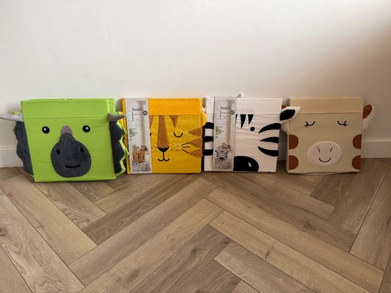 Set of 4 animal toy storage boxes 