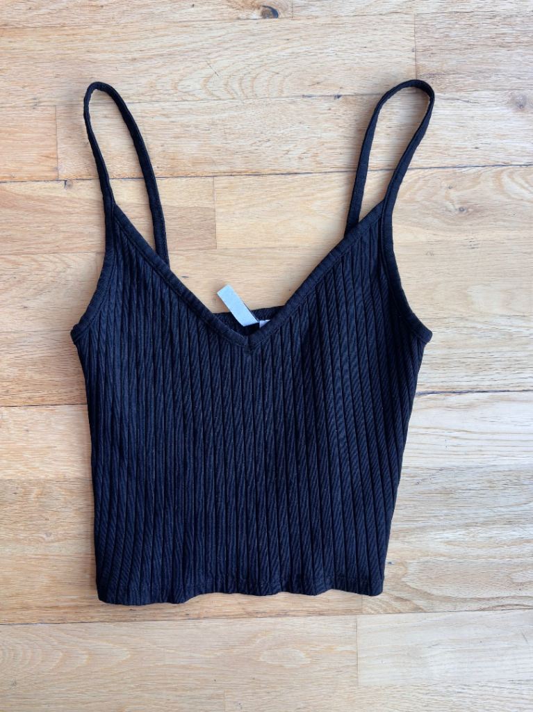 H&M Women Ribbed Camisole Crop Top Black S