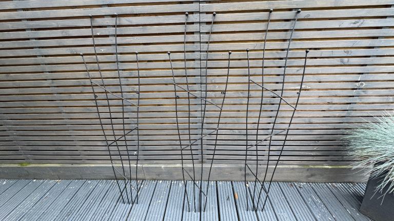 Black metal wall mounted garden plant climbing frames £8 each