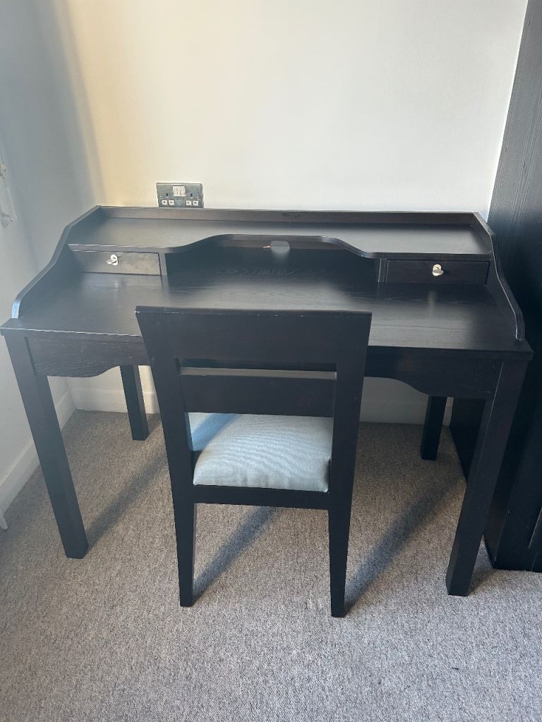 Ikea Gustav desk with shelf black-brown and drawers