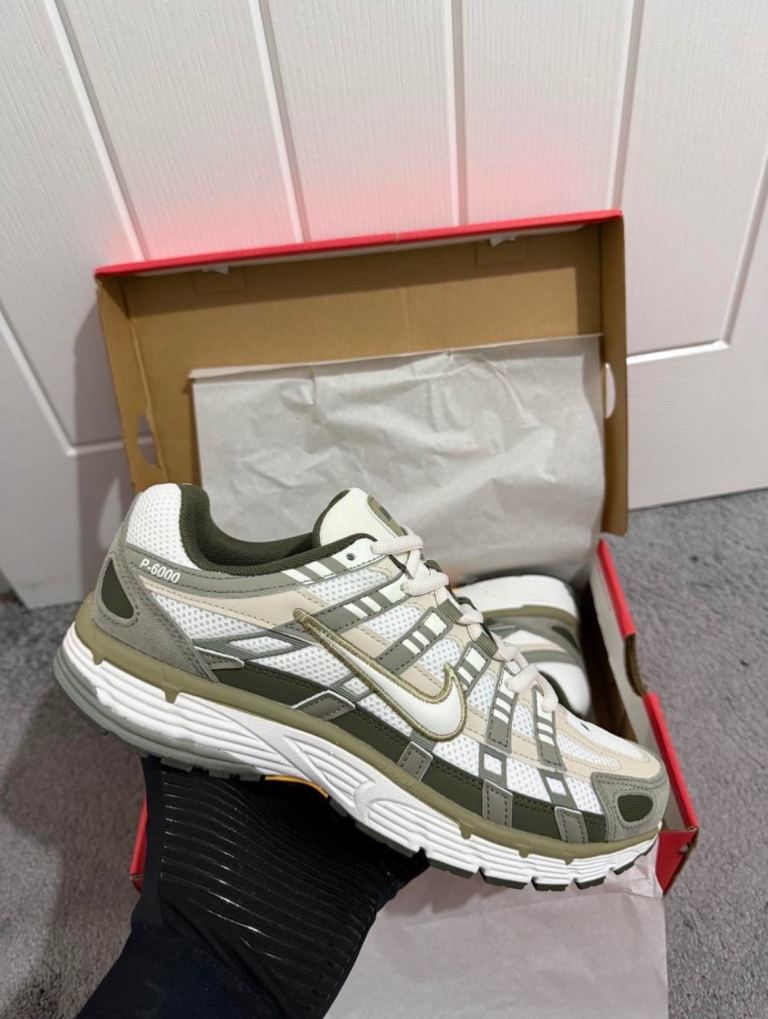 New Nike P-6000 Trainers - White/Grey/Green