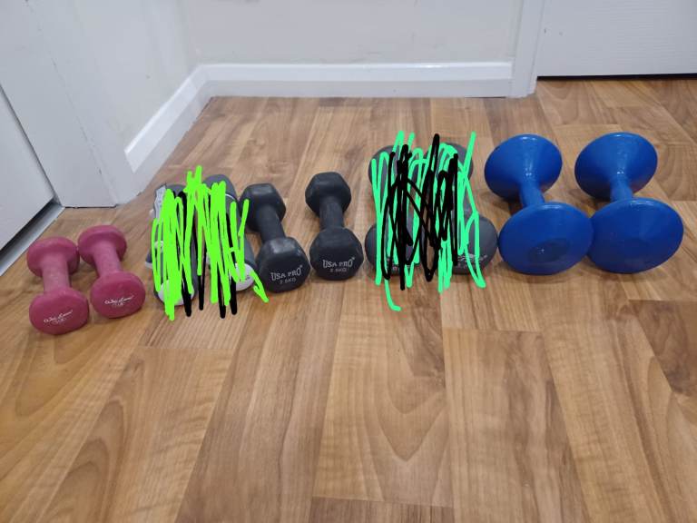 DUMBBELLS - 3LB, 2.5KG, 6KG - Prices Vary