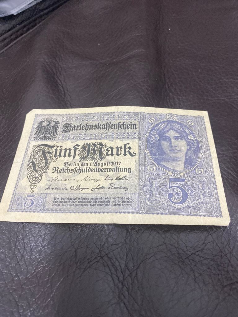 Vintage German 5 Mark Note - Darlehnskassenschein 1917