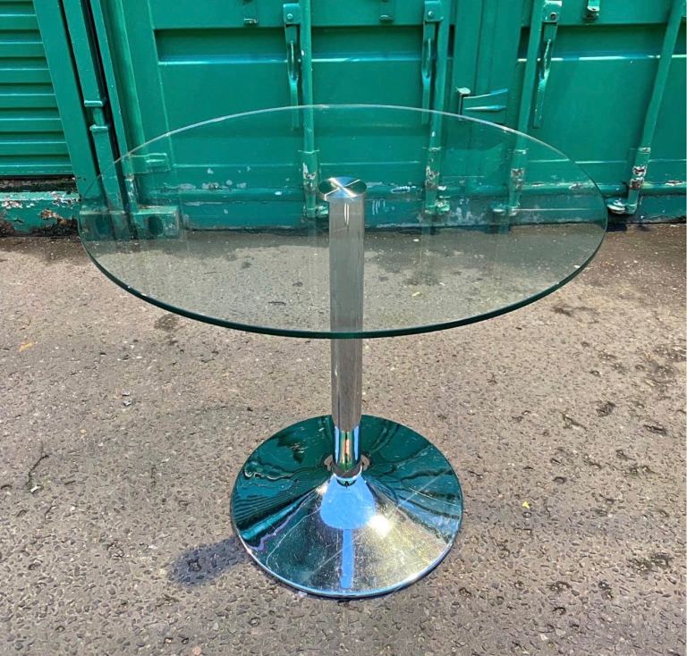 FREE DELIVERY Dwell Glass Circular Dining Table with Chrome, in good condition.
