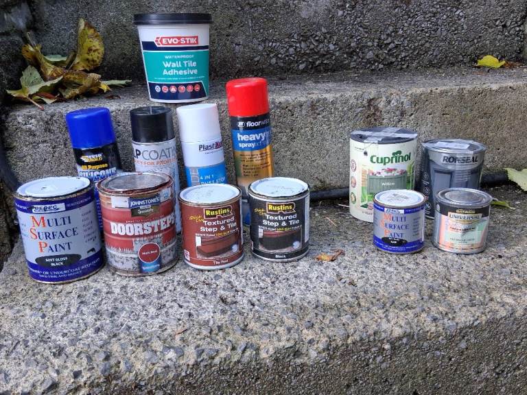 Selection of Paints, Adhesives & Sprays – some new, some part used