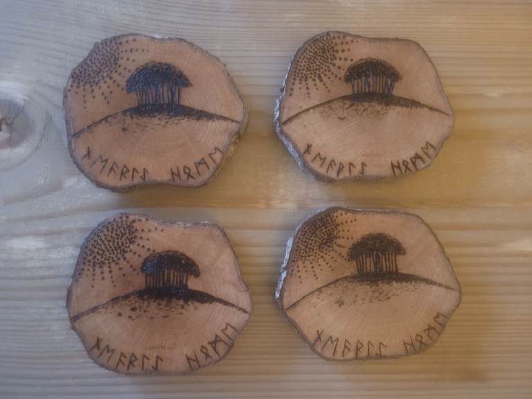 Handmade coasters, perfect unique gift, "Nearly home trees"
